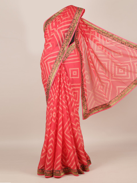 

Pothys Pink Printed Poly Georgette Saree