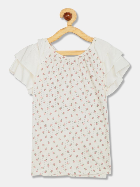 

Gap White Floral Printed Flared Sleeves Pure Cotton Regular Top