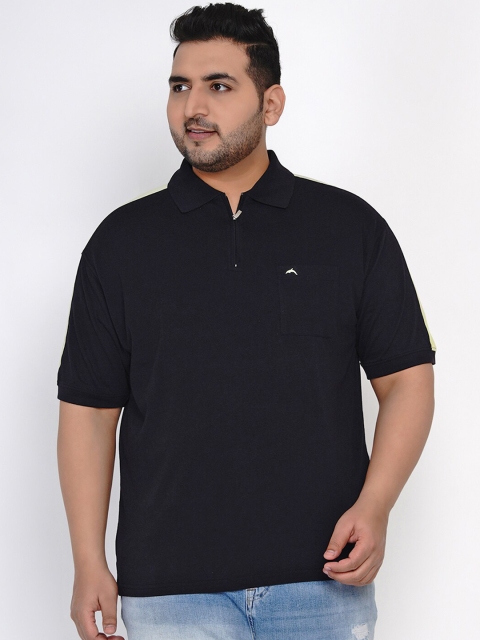 

Santonio Plus Size Men Navy Blue Solid Polo Collar T-shirt