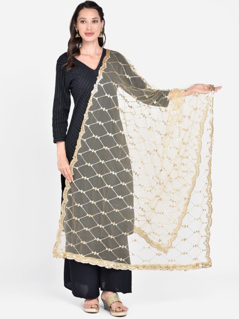 

Dupatta Bazaar Gold-Toned & White Embroidered Dupatta