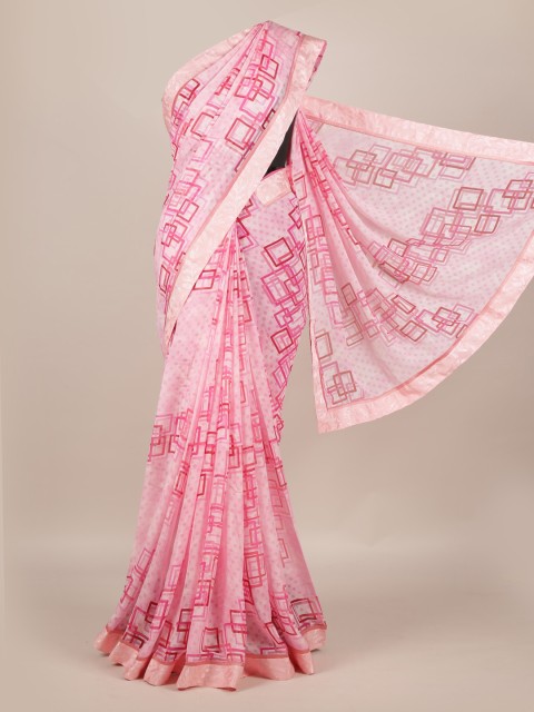 

Pothys Pink Printed Poly Georgette Saree
