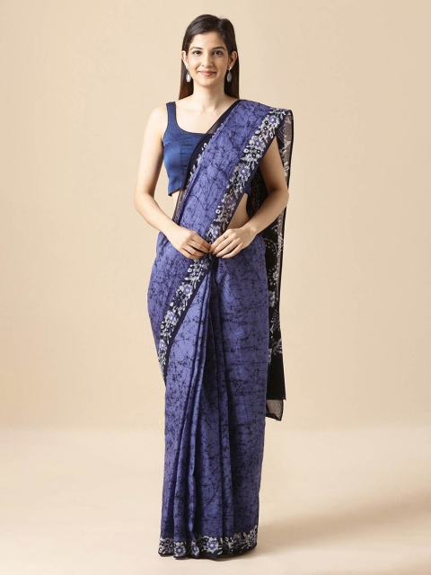 

Taneira Blue Pure Cotton Printed Block Print Saree