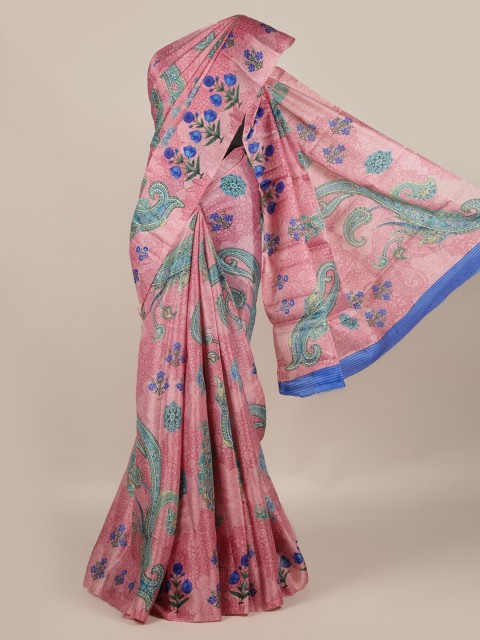 

Pothys Pink Printed Jute Silk Saree