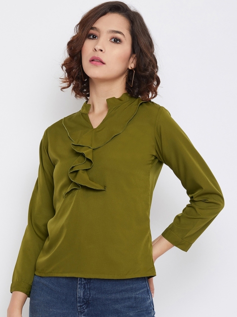 

U&F Women Olive Green Solid Top