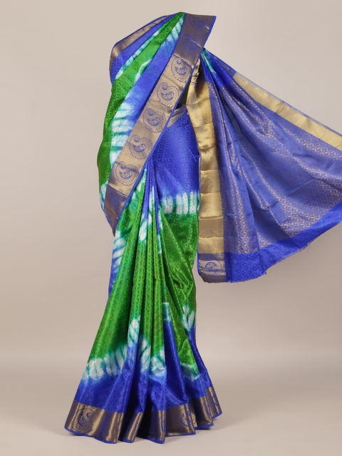 Pothys Green Colourblocked Jute Silk Saree