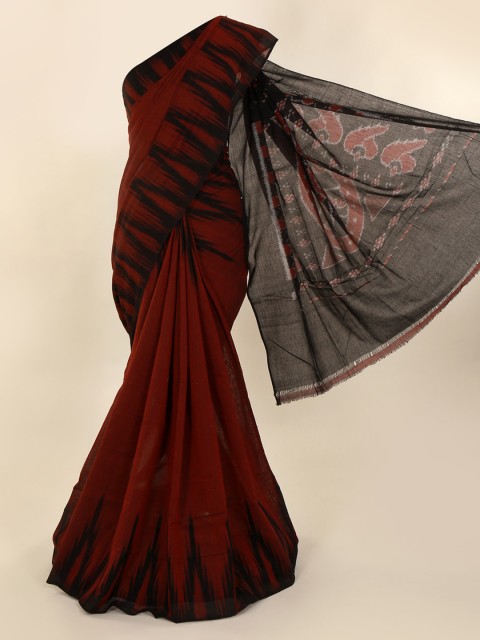 

Pothys Maroon & Black Pure Cotton Printed Saree