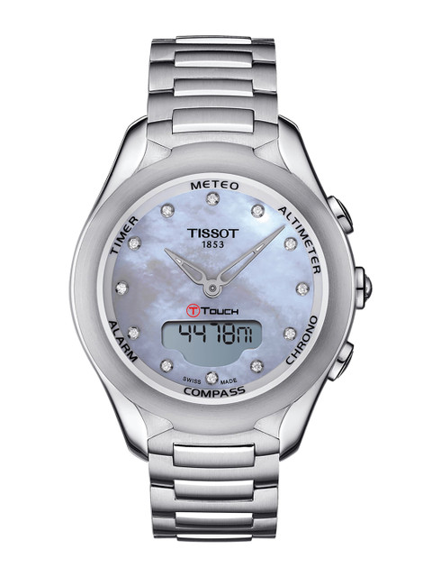 

TISSOT Women Off-White MOP T-Touch Analogue & Digital Solar Watch T0752201110600