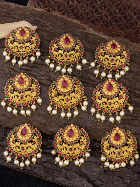 

Alankruthi Gold-Toned & White Set of 9 Beaded Hair Accessories