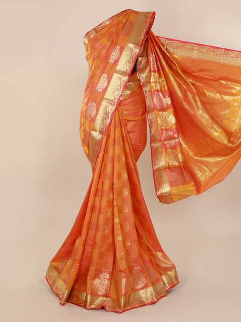 

Pothys Orange Woven Design Art Silk Saree