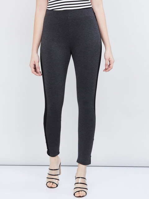 

max Women Grey Skinny Fit Solid Regular Trousers