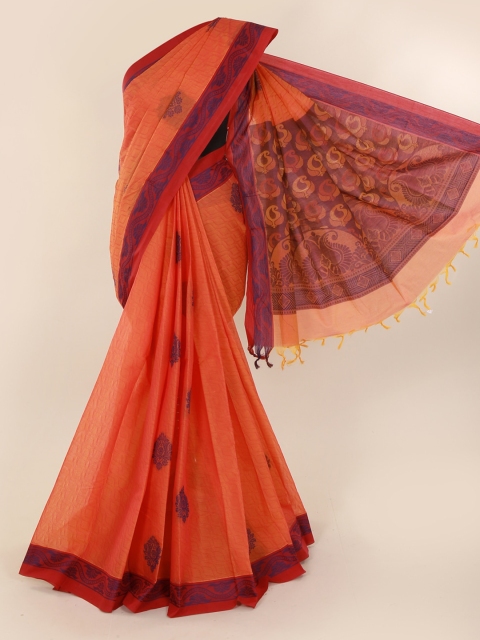 

Pothys Orange Printed Pure Silk Saree