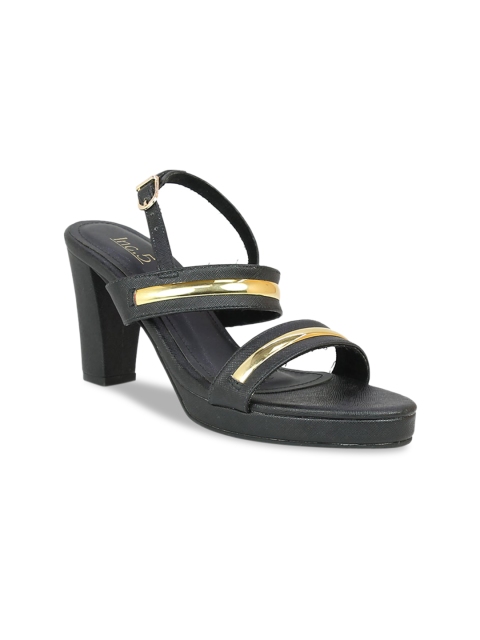 

Inc 5 Women Black & Gold-Toned Colourblocked Block Heels