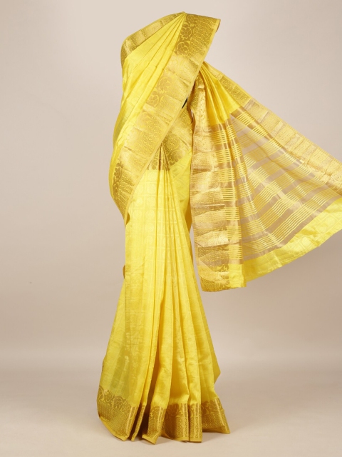 

Pothys Yellow Woven Design Jute Silk Saree with Zari Border