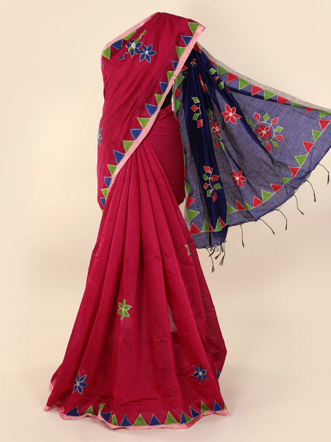

Pothys Maroon Embroidered Cotton Blend Saree
