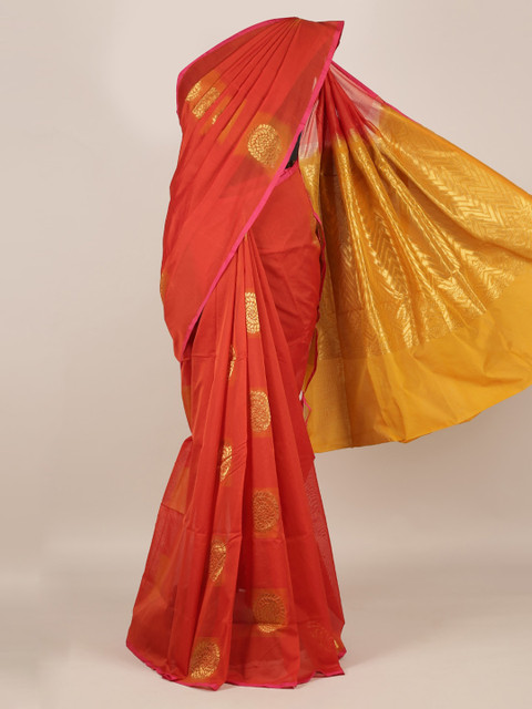 

Pothys Red Printed Silk Cotton Saree