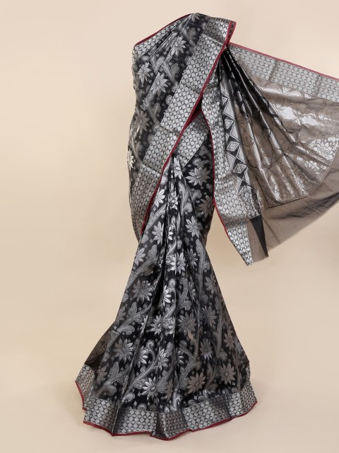 

Pothys Black & Grey Silk Cotton Woven Design Saree