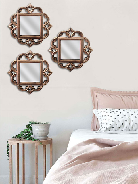 

Art Street Set Of 3 Brown MDF Decorative Wall Mirror