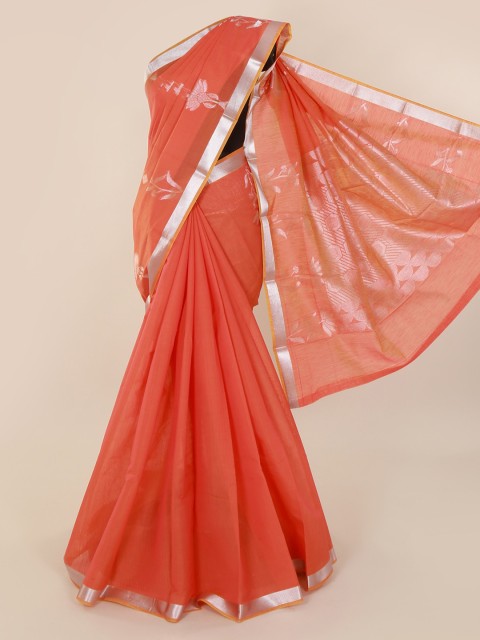 

Pothys Orange Silk Cotton Woven Design Saree