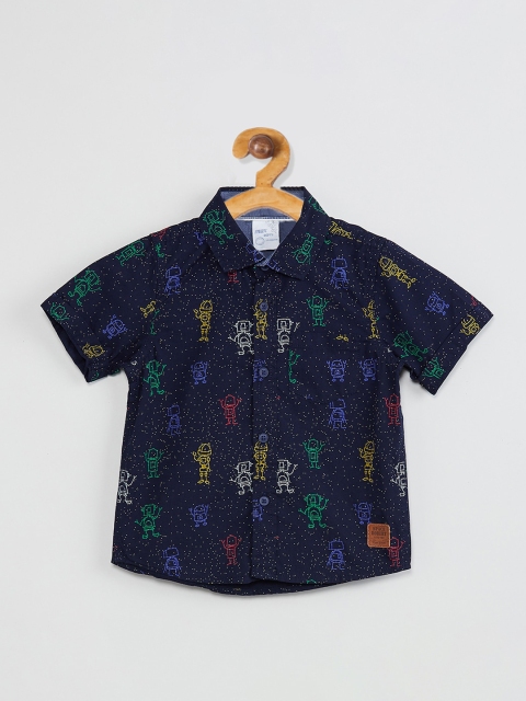 

max Boys Blue Regular Fit Printed Casual Shirt