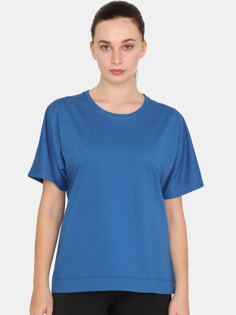 

Zelocity Women Blue Solid Round Neck T-shirt