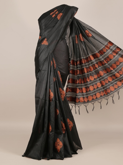 

Pothys Black Woven Design Jute Silk Saree