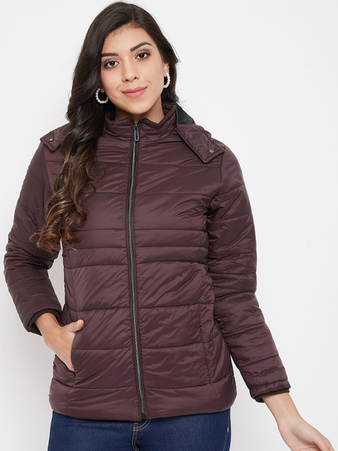 

Okane Women Burgundy Solid Padded Jacket