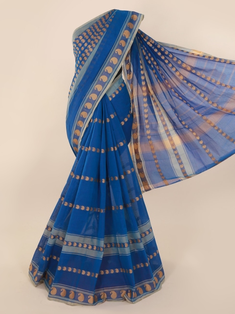 

Pothys Blue Pure Cotton Woven Design Saree