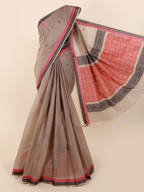 

Pothys Grey Solid Pure Cotton Saree