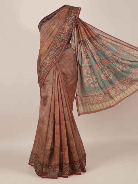 

Pothys Brown Printed Jute Silk Saree