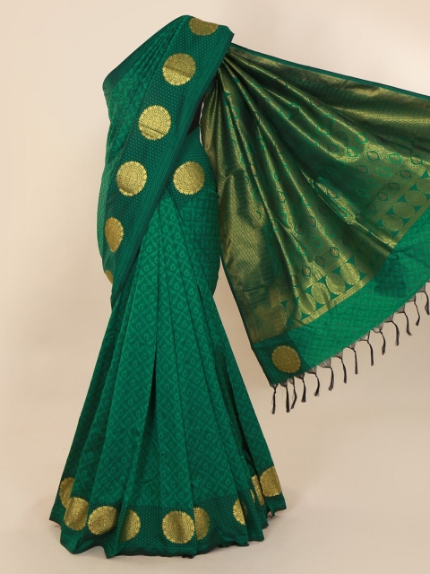 

Pothys Green & Gold-Toned Art Silk Printed Saree