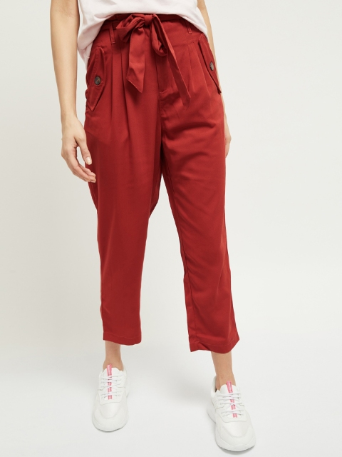 

max Women Rust Regular Fit Solid Peg Trousers