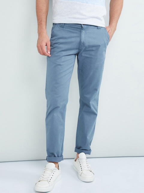 

max Men Blue Regular Fit Solid Chinos