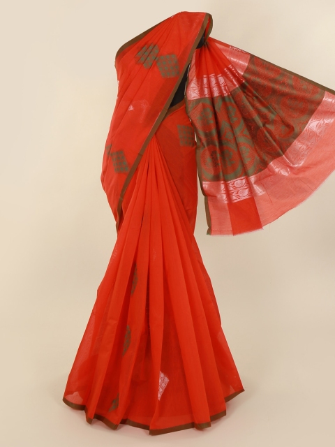 

Pothys Orange Woven Design Silk Cotton Saree