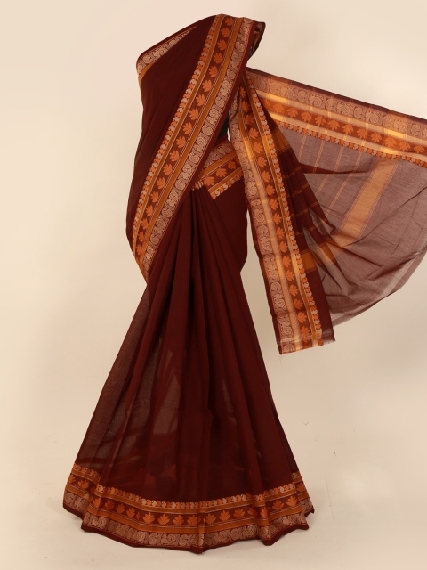 

Pothys Brown Solid Pure Silk Saree