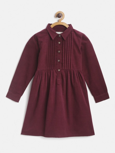 

Cherry Crumble Girls Maroon Solid A-Line Dress