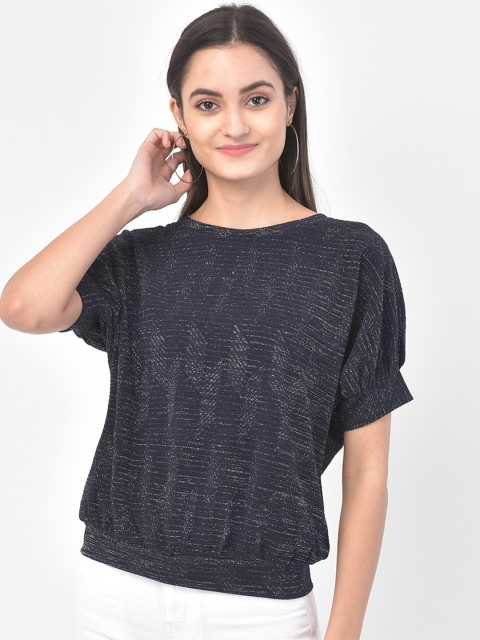 

Latin Quarters Women Navy Blue Self Design Top