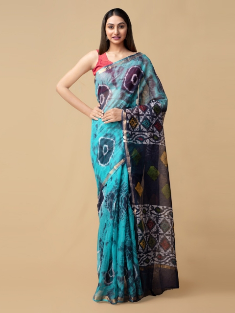 

Unnati Silks Blue & Navy Blue Pure Cotton Printed Kota Saree