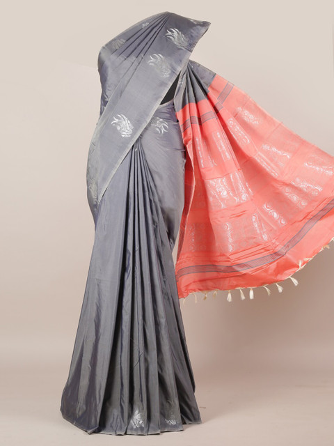 

Pothys Grey & Peach-Coloured Art Silk Colourblocked Saree