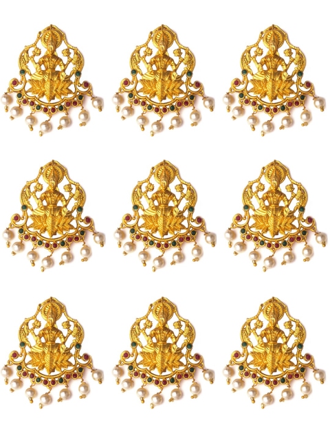 

Alankruthi Gold-Toned & Red Set of 9 Beaded Hair Accessories