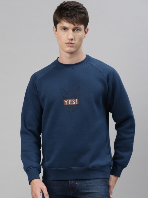 

RARE RABBIT Men Navy Blue Solid Sweatshirt