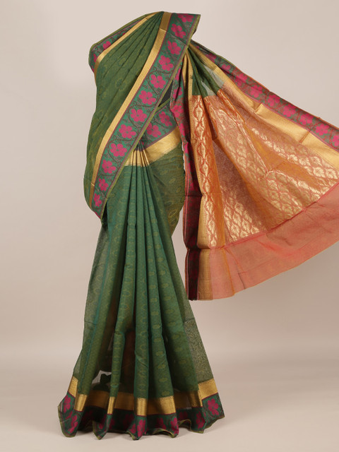

Pothys Green Woven Design Silk Cotton Saree