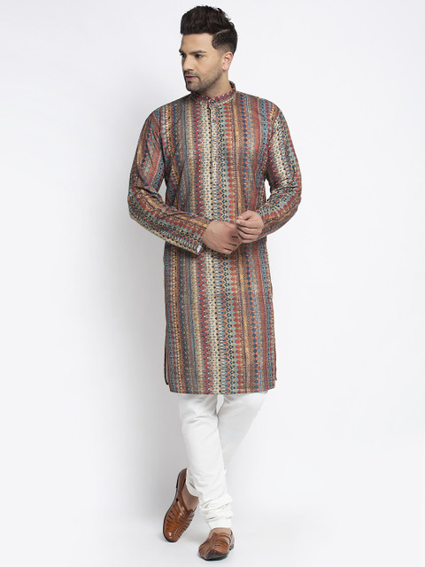 

Benstoke Men Multicoloured Printed Kurta with Churidar, Multi