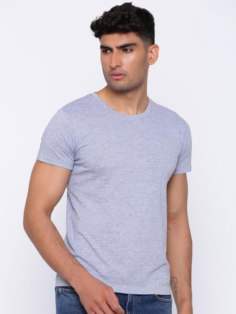 

Tistabene Men Grey Self Design V-Neck T-shirt