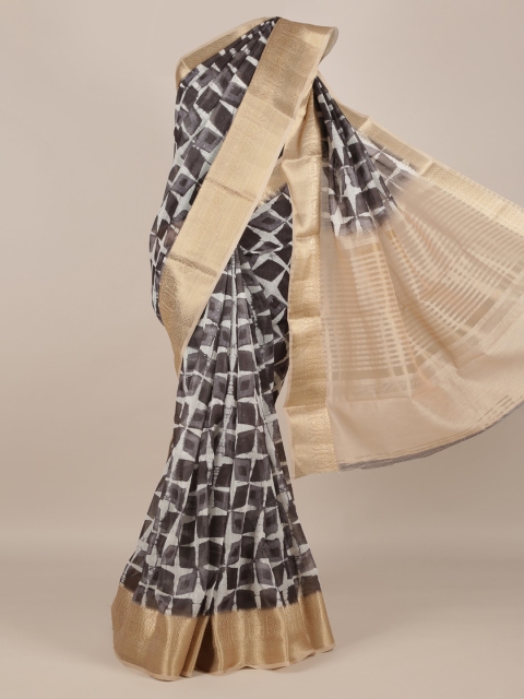 

Pothys Black Checked Jute Silk Saree
