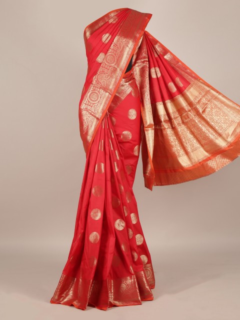 

Pothys Red Woven Design Jute Silk Saree