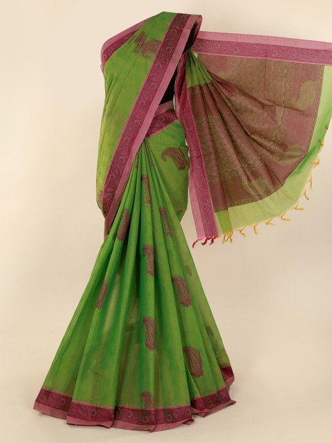 

Pothys Green Printed Pure Silk Saree