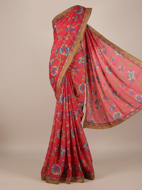 

Pothys Pink Printed Poly Georgette Saree