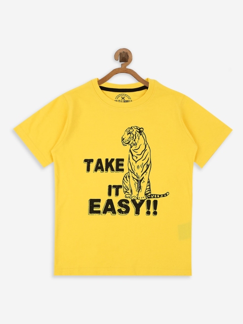 

BOLTS and BARRELS Boys Yellow Printed Round Neck T-shirt