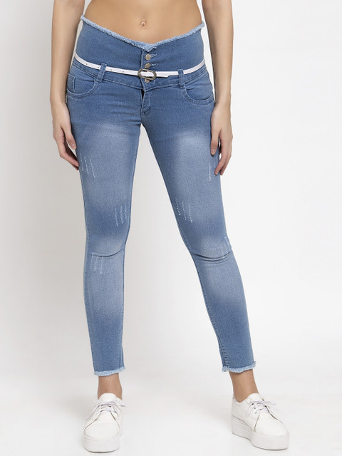 

KLOTTHE Women Blue Skinny Fit Mid-Rise Cropped Clean Look Jeans