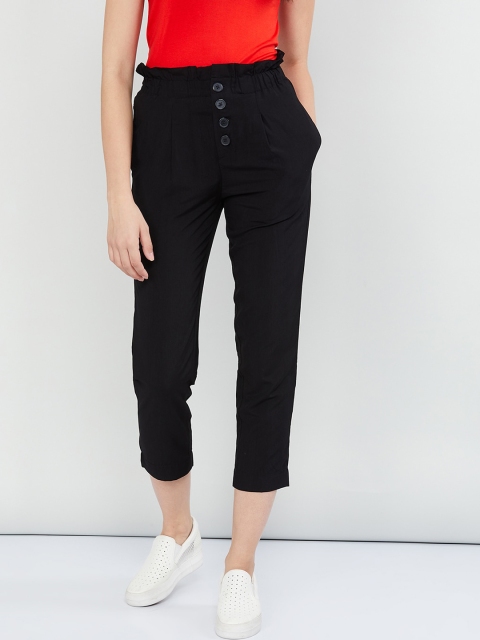 

max Women Black Regular Fit Solid Peg Trousers
